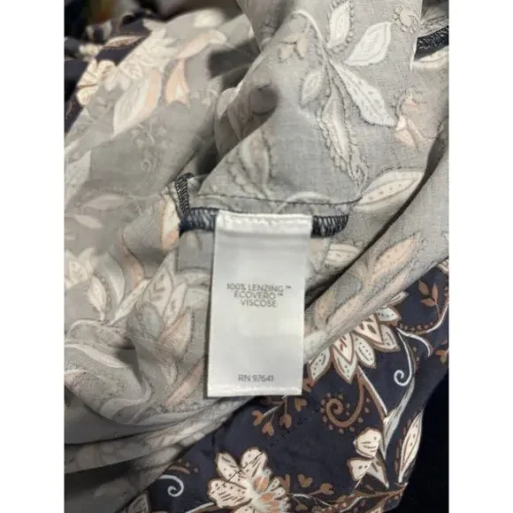 J. Jill Pure Jill Gray & Blush Pink Floral V-Neck Short Sleeve Shift Dress XL - Picture 5 of 5